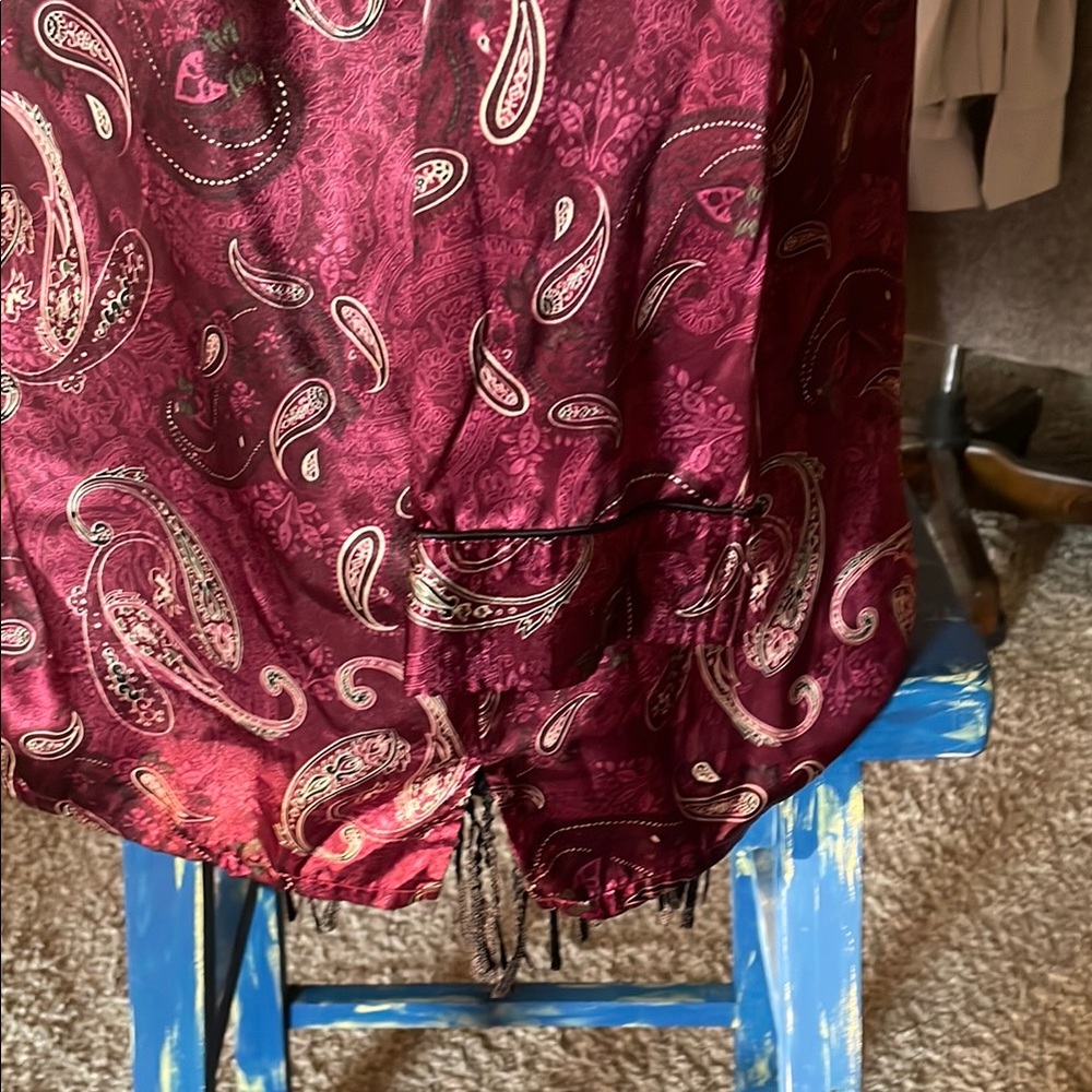 Croft & Barrow Paisley Satin Chemise - Burgundy - Picture 5 of 6